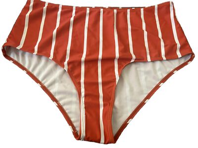 Sydney Game Changer burnt orange stripe Swimsuit Bottoms Bikini size XXL 2X