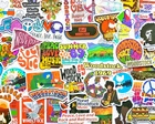 50 pcs "Woodstock Concert" Sticker Pack Peace Boho Hippie Music Guitar Decals