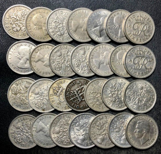 Vintage Great Britain Coin Lot! 28 HIGH GRADE 6 Pence Coins Wedding Lot J16