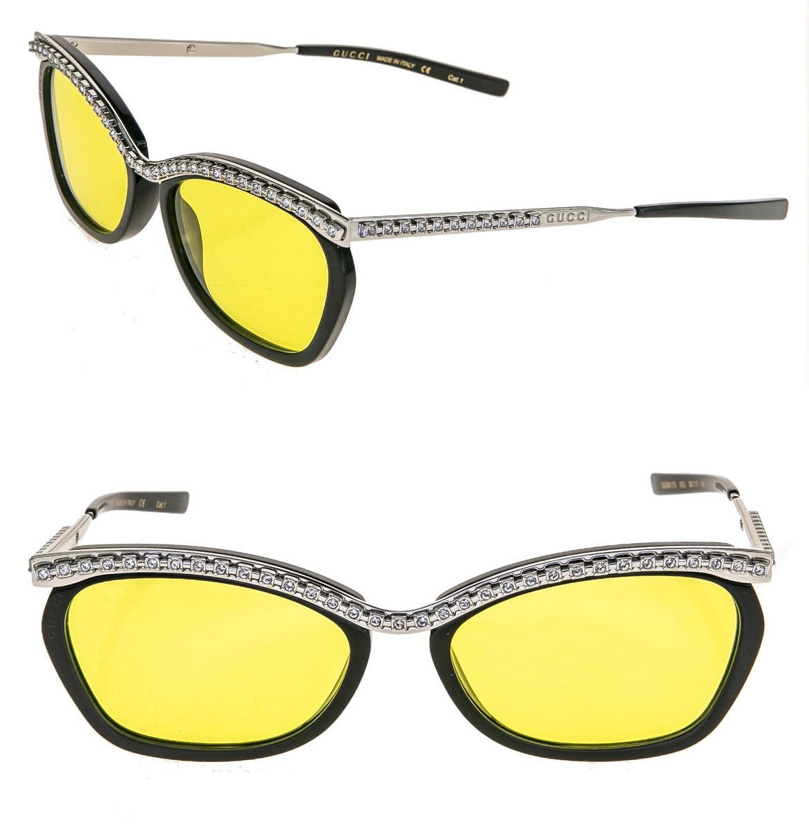 GUCCI AUTHENTIC Hollywood Forever 0617 Black Yellow Crystal