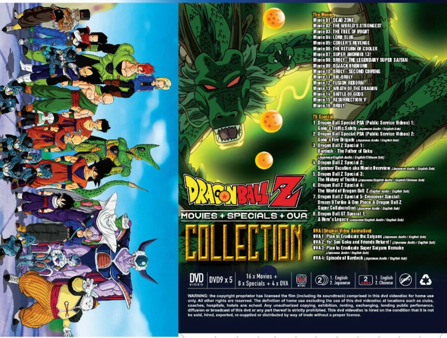 DVD Dragon Ball Z Movies+Specials+OVA & Dragon Ball SUPER HERO The Movie  ENG DUB