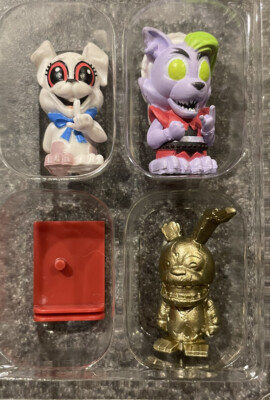 Lot of 3 FNAF Security Breach 1.5'' Micro Figures Golden Springtrap, Foxy & Vanny