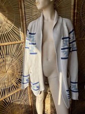 Pendleton Rock Point Peru Cotton Cardigan Sweater Western Aztec Blue Cream XS