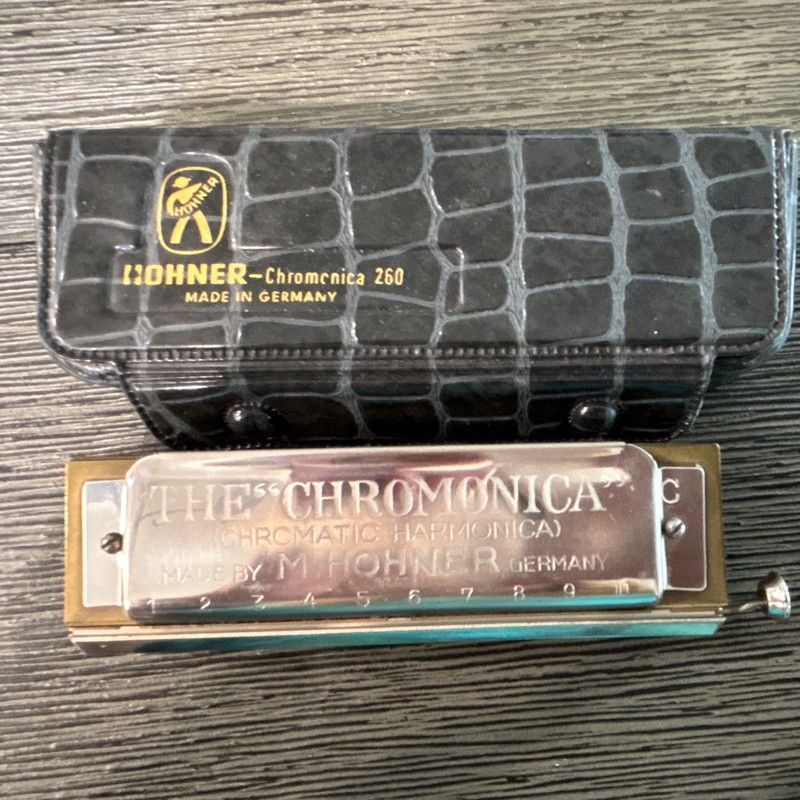 HOHNER Chromonica 260 Key of C Chromatic Harmonica Silver Metal w/ Case