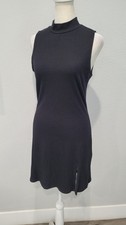 Reformation Ribbed High Neck Black Mini Dress Size M