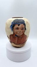 Native American Portrait Vase &ndash; Hand Painted &ndash; California Escondido Porcelain