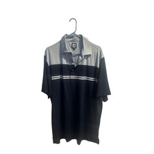 Footjoy FJ Mens Golf Polo Shirt Blue Gray Stripe Short Sleeve Size Large