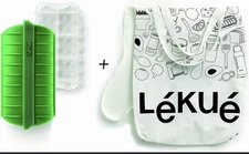 Lekue Steam Case for 1-2 People, Microwave and Oven Safe Green & Grocery Bag NIB