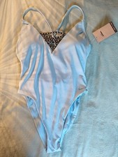 Image of Nike One-Piece Swimsuit Light Blue Size M New With Tags Cross-Back Bathing Suit