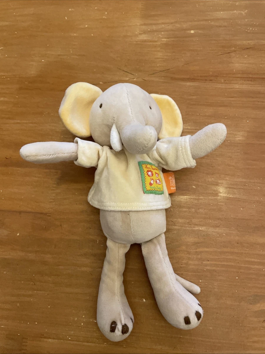 Doudou Peluche éléphant Archibald Noukie's - Salopette Jaune - Occasion Très Bon état - Fabriqué En Belgique