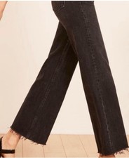 REFORMATION Fawcett Jeans women Size 28 Wide Leg Raw Hem Black MADE IN USA