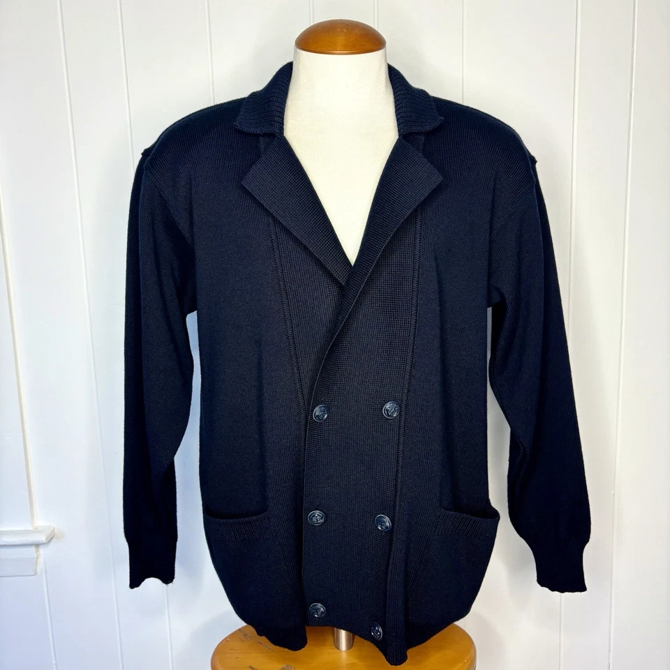 Paul & Shark Yachting Men’s Navy Blue Double Breasted Knit Cardigan Blazer Large - Image 2 of 4