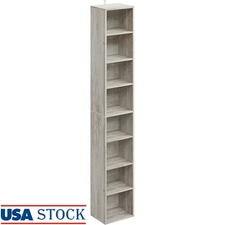 Tall Narrow 8 Tier Bookshelf Compact Corner Bookcase Storage Home Office New