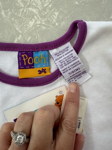 Vtg NWT Disney 2000 Winnie The Pooh Embroidered Y2K T Shirt 7/8 - Picture 8 of 8