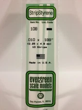 Evergreen Scale Models Styrene Strip .010 x .188 (10 pcs) #108
