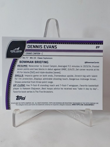 2024-25 bowman chrome university Dennis Evans #89-RM74 - Picture 2 of 2