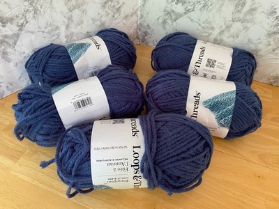 Lot of 5 - Loops & Threads Acrylic Blend Yarn Skeins - Super Bulky - Navy Blue