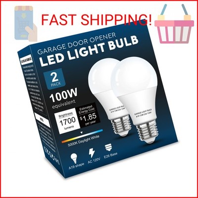 LOXYEE Garage Door Opener LED Light Bulb 2 Pack，15W Equivalent to 100W Garage Li