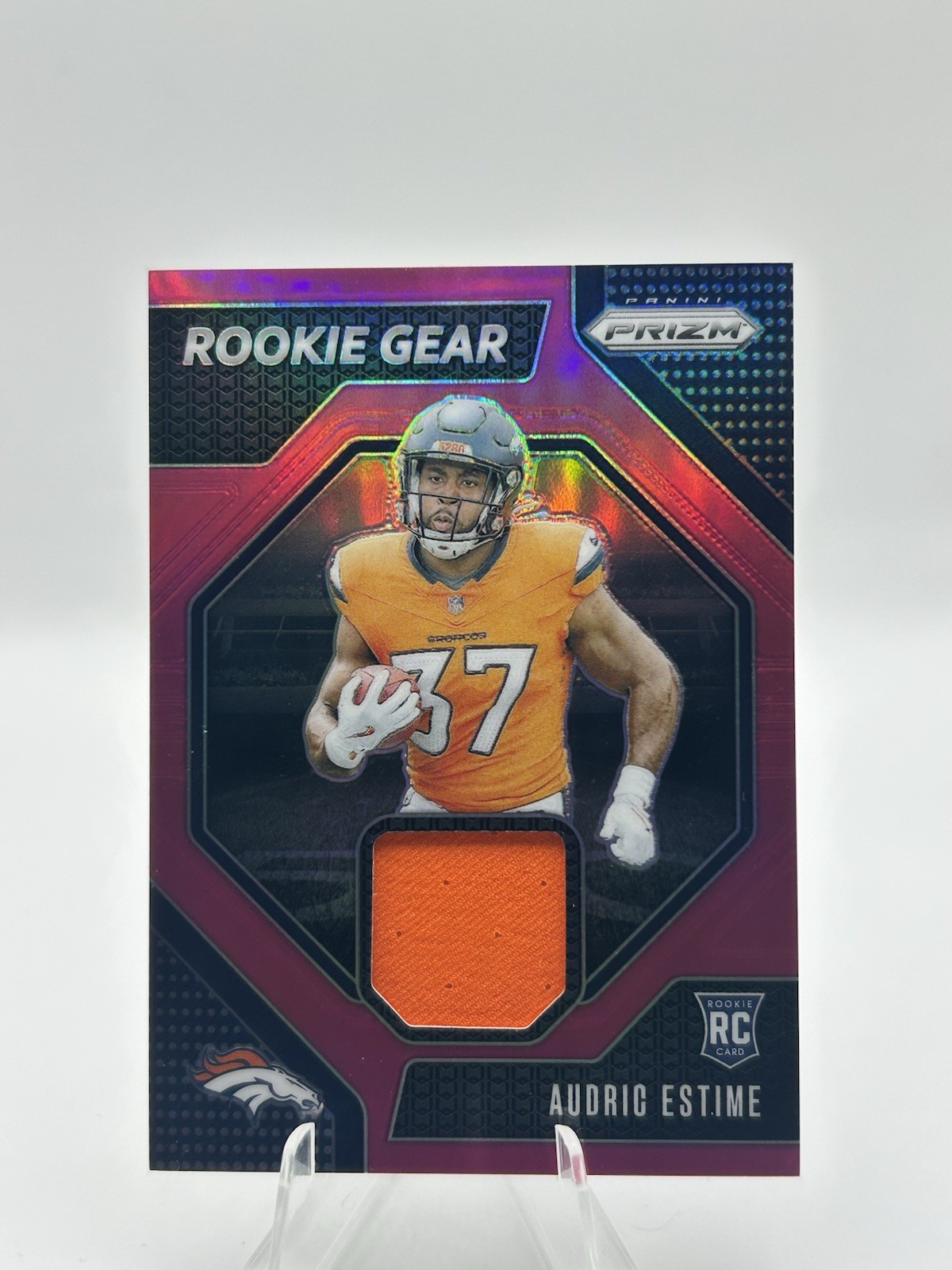 2024 Prizm Audric Estime Rookie Gear RC Jersey Pink #RG-AEE Broncos