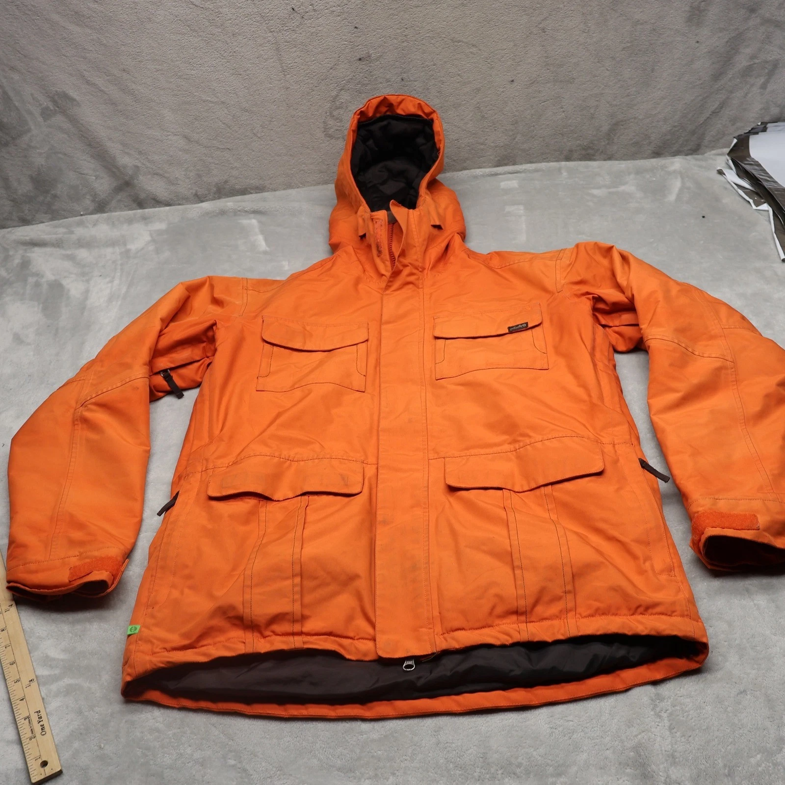 Planet Earth Jacket Mens Large Orange Ski Snow Waterproof Hooded Full Zip VTG image 1