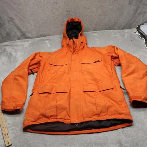 Planet Earth Jacket Mens Large Orange Ski Snow Waterproof Hooded Full Zip VTG - product listing photo