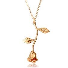 Gmai Rose Flower Pendant Necklace 18K Gold Plated Silver 18 inch,