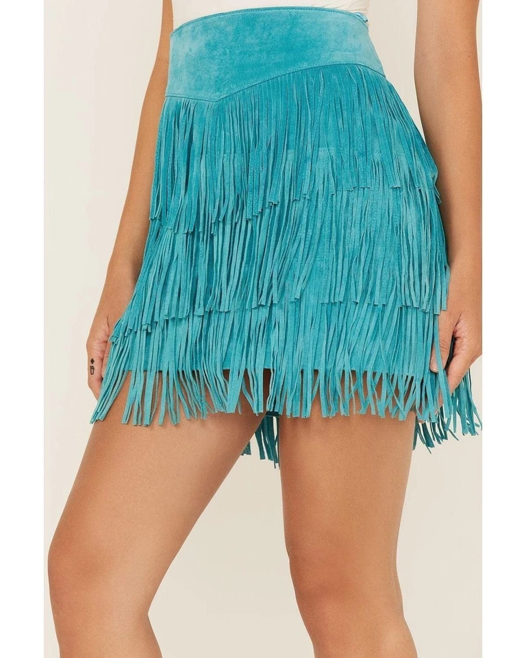 Scully Women's Fringe Tiered Suede Mini Skirt - Image 3 of 4