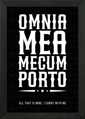 Omnia Mea Me Cum Porto Quote Framed Wall Art Poster Canvas Print Picture