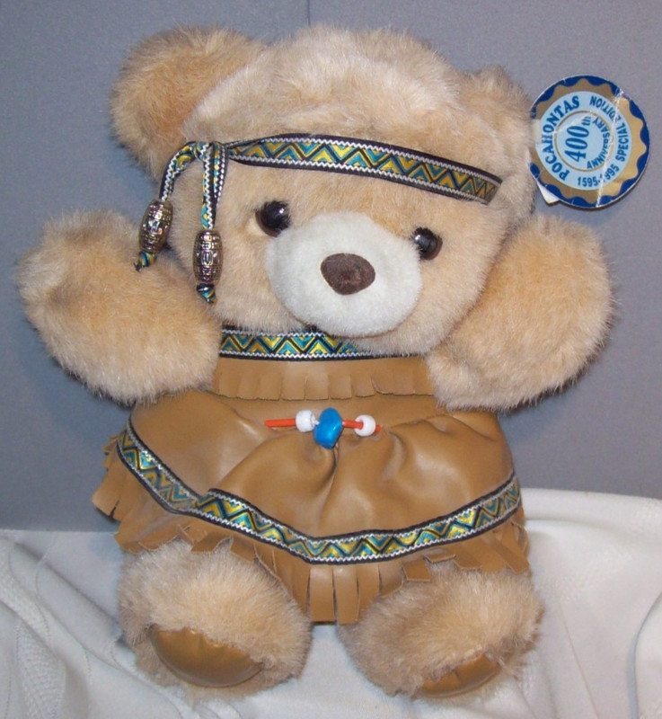 Indian Bear POCAHONTAS 400th Anniversary 1595-1995 Plush 9" Stuffed Animal Toy