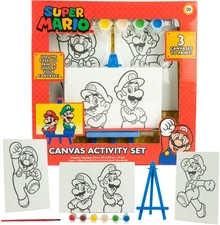 Innovative Designs Super Mario Canvas Paint Set for Kids with 3 Canvases, Acryli