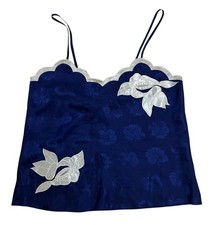 Dreamy Coquette Vintage Victoria  s Secret Gold Label Petite Royal Blue Camisole