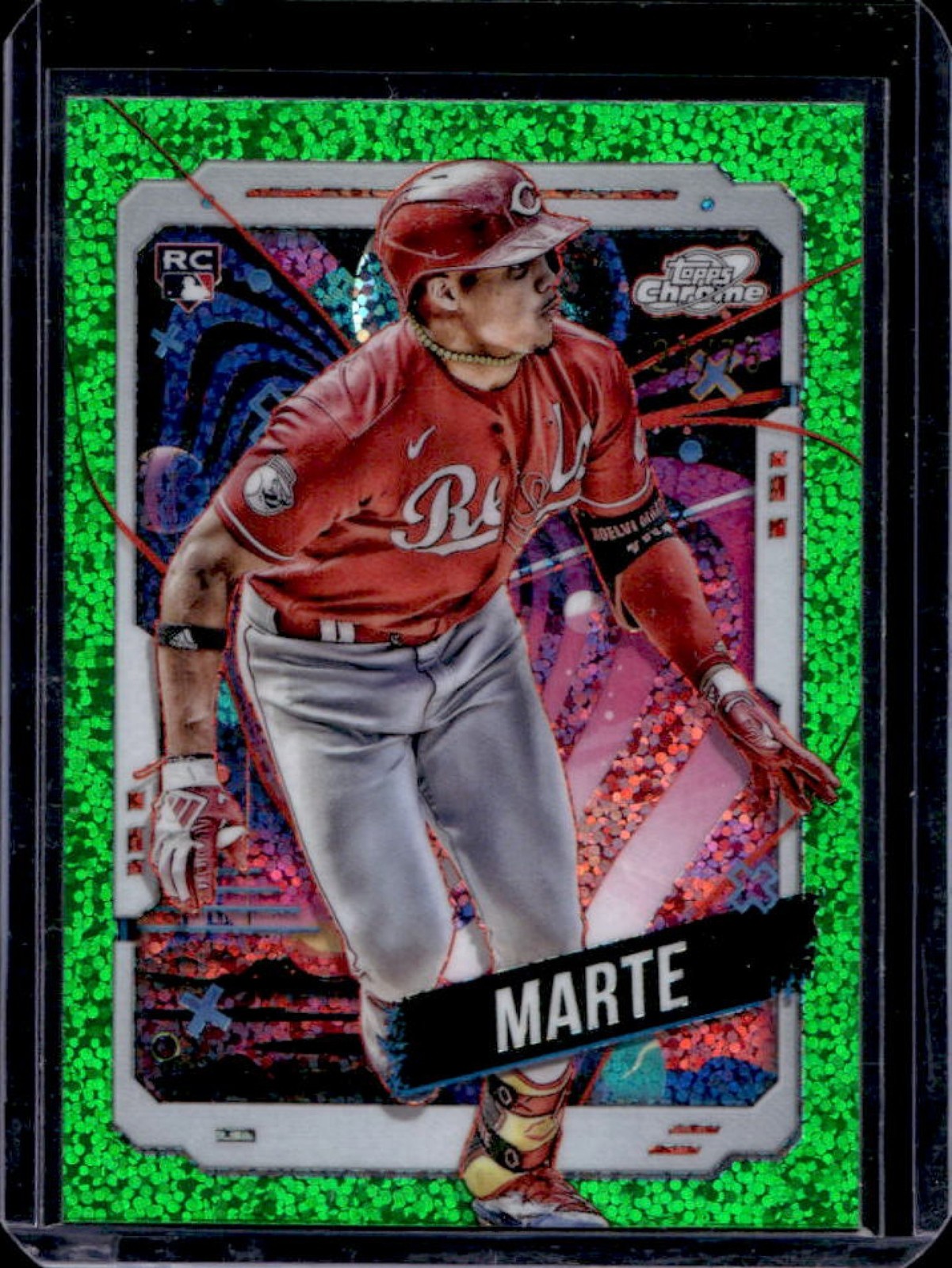 2024 Topps Cosmic Chrome Noelvi Marte RC Green Space Dust Refractor #/75 Reds