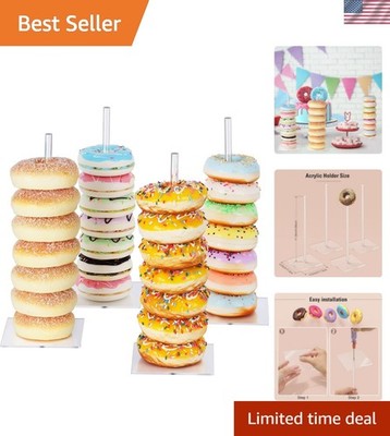 Donut Stand Acrylic 4 Pack, Clear Bagel Holder Stand, Donut Tower Stand, Donu...