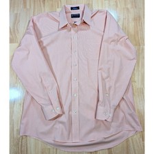 Stafford Performance Classic Fit Shirt 17 34/35 Orange Check Cotton Blend