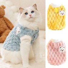 Plush Cat Puppy Button Jacket with Buckle Warm Winter Pet Clothes Cartoon Bear P