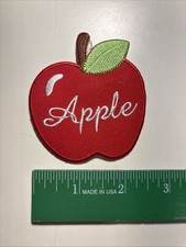 Red Apple Embroidered Iron On Patch