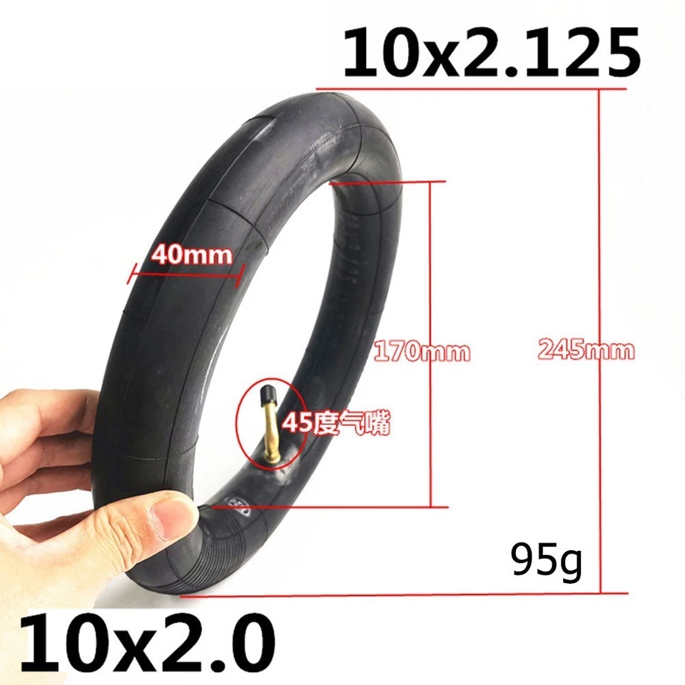 Trottinette électrique 10 pouces 10x2,125 caoutchouc tube intérieur pneu buse - Photo 1/4