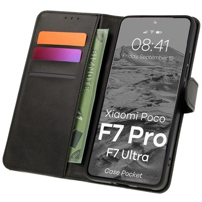 Handyhülle mit Klappe für Xiaomi POCO F7 Pro / F7 Ultra Bizon Case Cover Schwarz