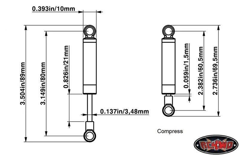 2 RC4WD Marlin Trail Finder 2 Front or Rear 80mm Aluminum Shocks White SCRATCHES - Image 2 of 2