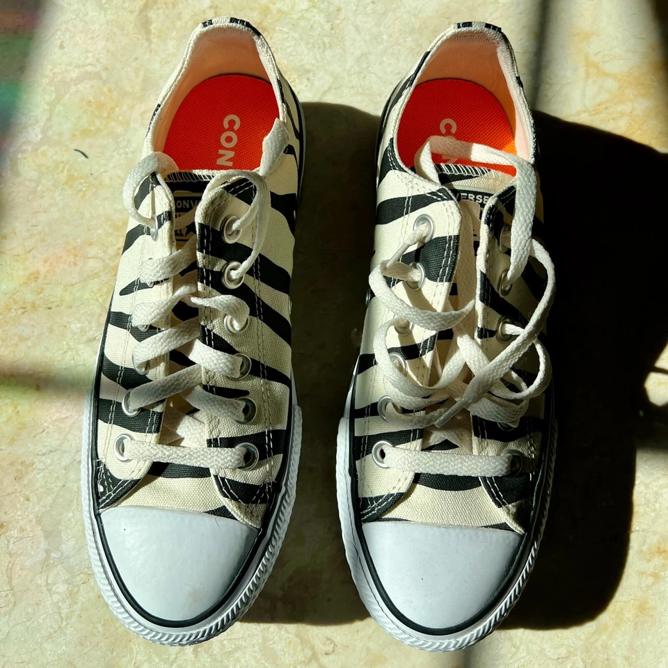 Zapatilla deportiva Converse Zebra plataforma baja a rayas para mujer 6,5 RARA para coleccionistas Foto 3 de 4
