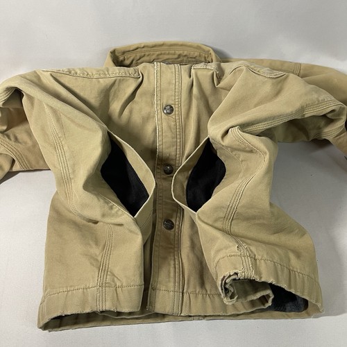 Carhartt Rugged Flex Rigby Shirt Jacket Men M Canvas Unique Distress Lined Beige - Picture 10 of 17