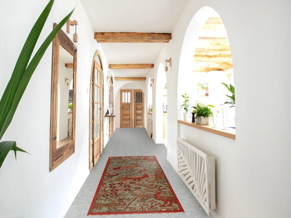 Alfombra de corredor Green Zeigler 8 pies - animal indio anudado a mano ilustrada 3x8 pies Foto 2 de 4