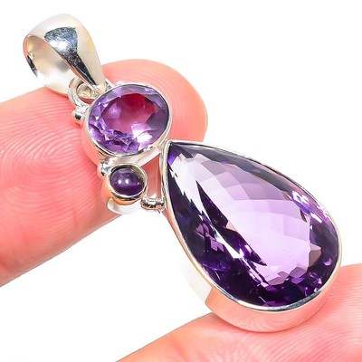 Amethyst Stein Muttertag Tochter Februar Hochzeit Anhänger 925 massiv Silber