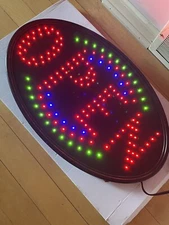 Jumbo 24" x 13" LED Neon Sign with Motion - "OPEN" with Blue/Green Tracer U161