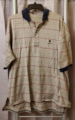 Men s Descente Golf Collection Large Striped Golf Shirt Polo