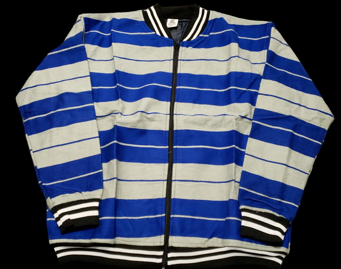 Chicano Chicana Charlie Brown Blue Gray Pattern Serape Jacket Biker Lowrider
