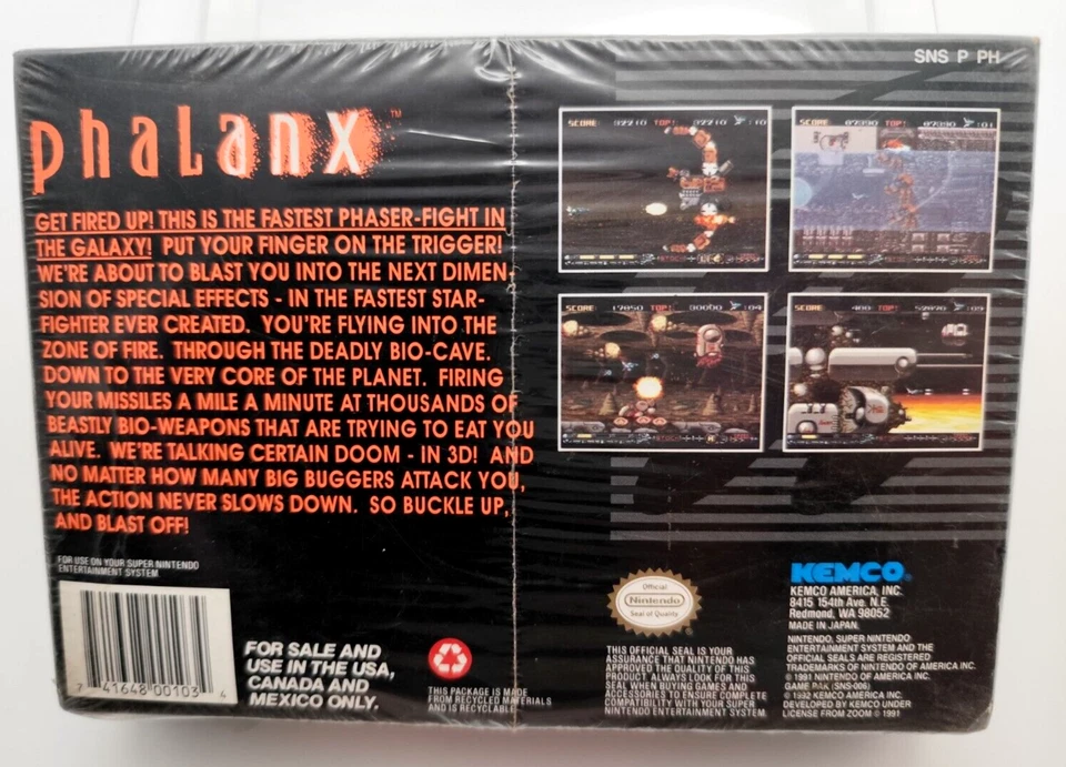 Phalanx (Super Nintendo SNES, 1992) BRAND NEW Factory Sealed H-Seam! Tears - Image 2 of 4