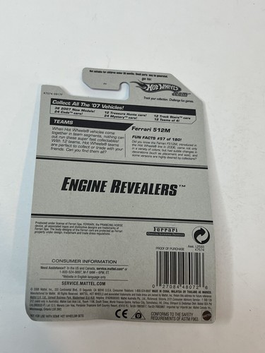 RARE 2006 Hot Wheels Engine Revealers 1:64 Die Cast #1 Red Race Car FERRARI 512M - Picture 3 of 3
