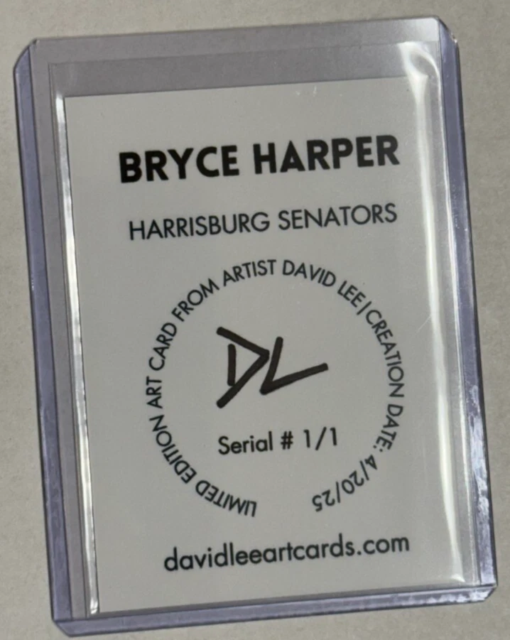 Bryce Harper Platinum Plated Artist Signed Harrisburg Senators Trading Card 1/1 - Image 2 of 2