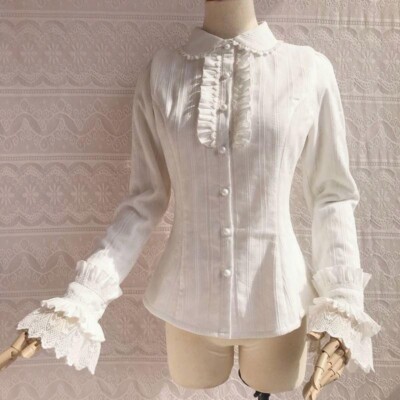 New Kawaii Ruffles Tops Lace Lolita Blouse LongSleeve Shirt Japanese Style Party